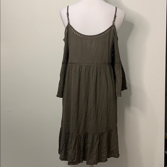 SOPRANO Olive Green Cold Shoulder Boho Dress S - Picture 8 of 11